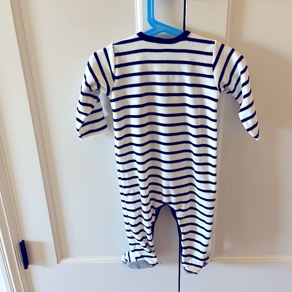 Petit Bateau striped sleepsuit in velour 12M. - Picture 3 of 4